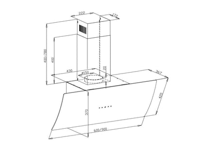 Hota decor Pyramis ATD, 1 motor turbo, touch control, sticla curbata, 596m³h - EpicHome.ro