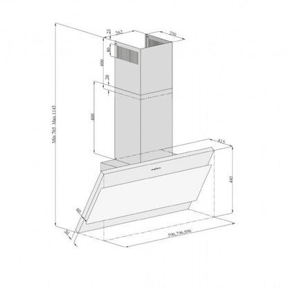 Hota decor Pyramis ATTENTO, 1 motor, butoane pivotante, 60cm, 518m³h - EpicHome.ro