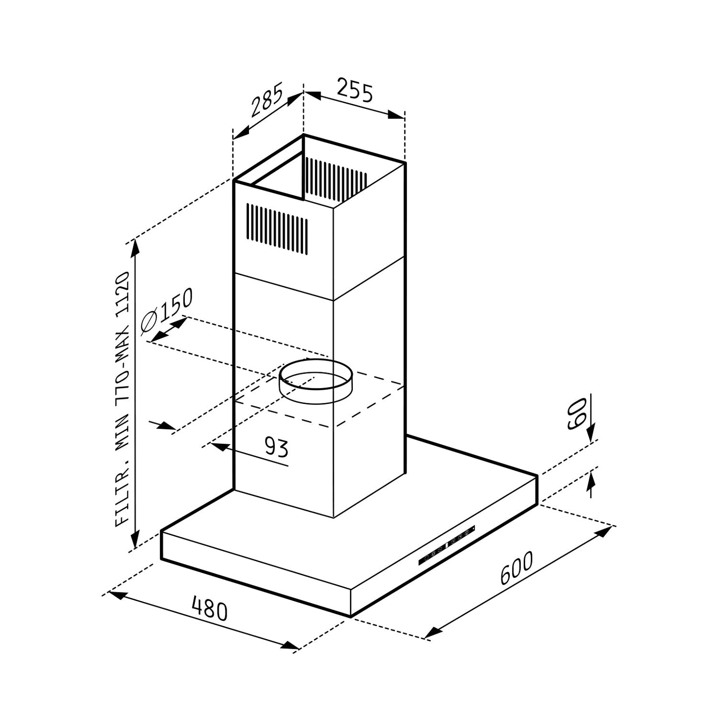 Hota decor Pyramis Agilo NT Inox, 1 motor turbo, 679m³h, Touch control, Timer, Display - EpicHome