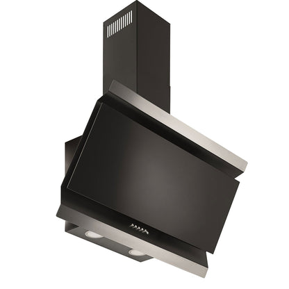 Hota decor Pyramis ELEGANTO Black Glass & Inox, 1 motor turbo, butoane pivotante, 455m³h - EpicHome.ro