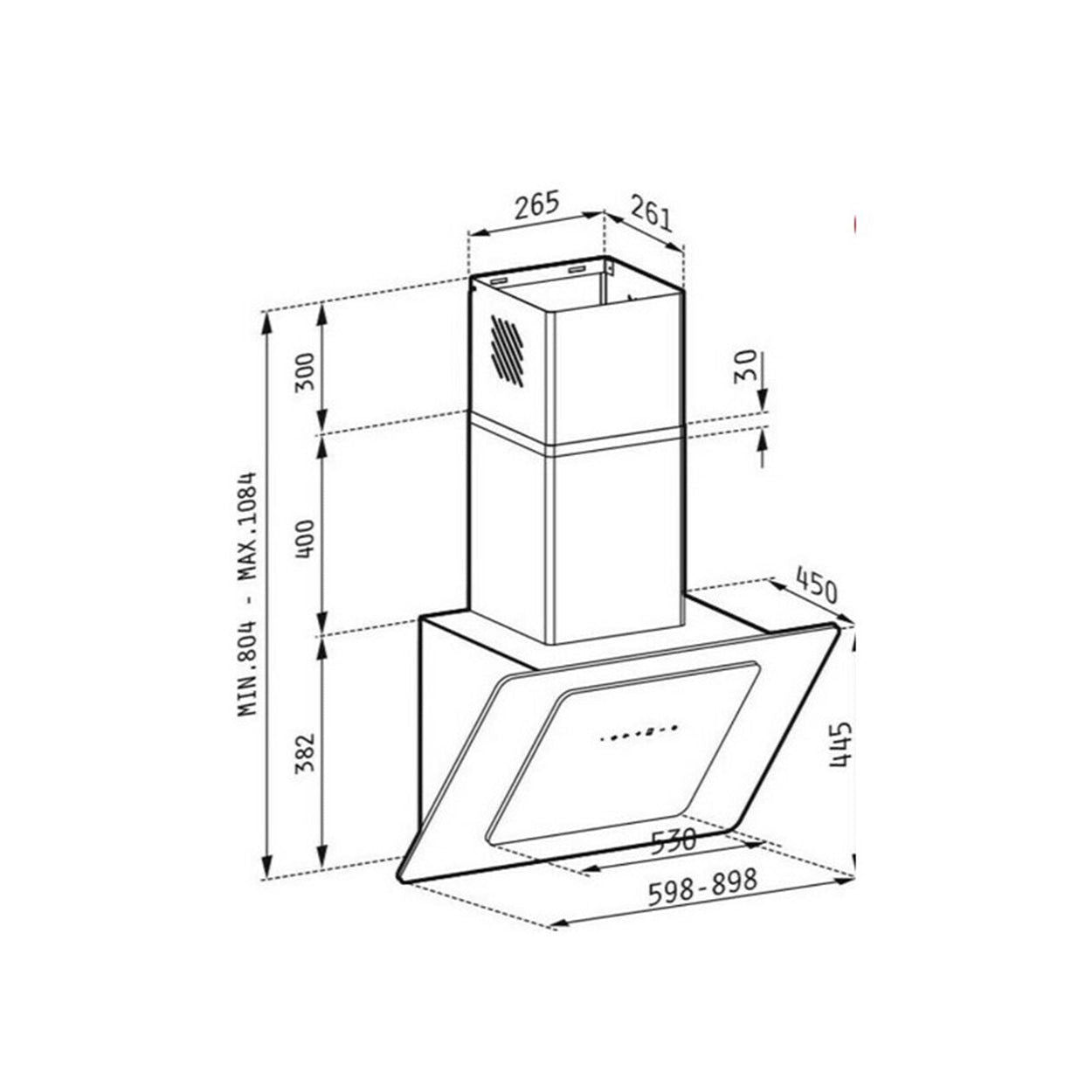 Hota decor Pyramis FIERO Black Glass, 1 motor turbo, Touch control, Timer, Display, 500m³h - EpicHome.ro