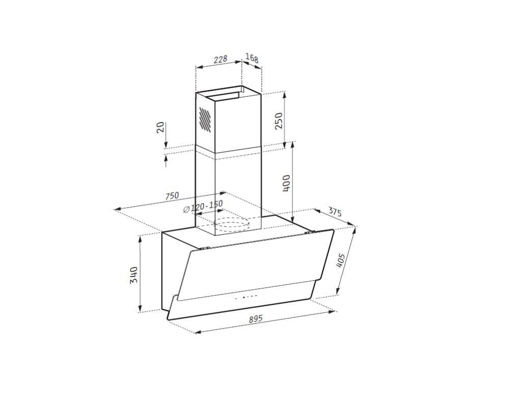 Hota decor Pyramis LIVELO Black Glass, 1 motor, Touch control, Timer, 495m³h - EpicHome.ro