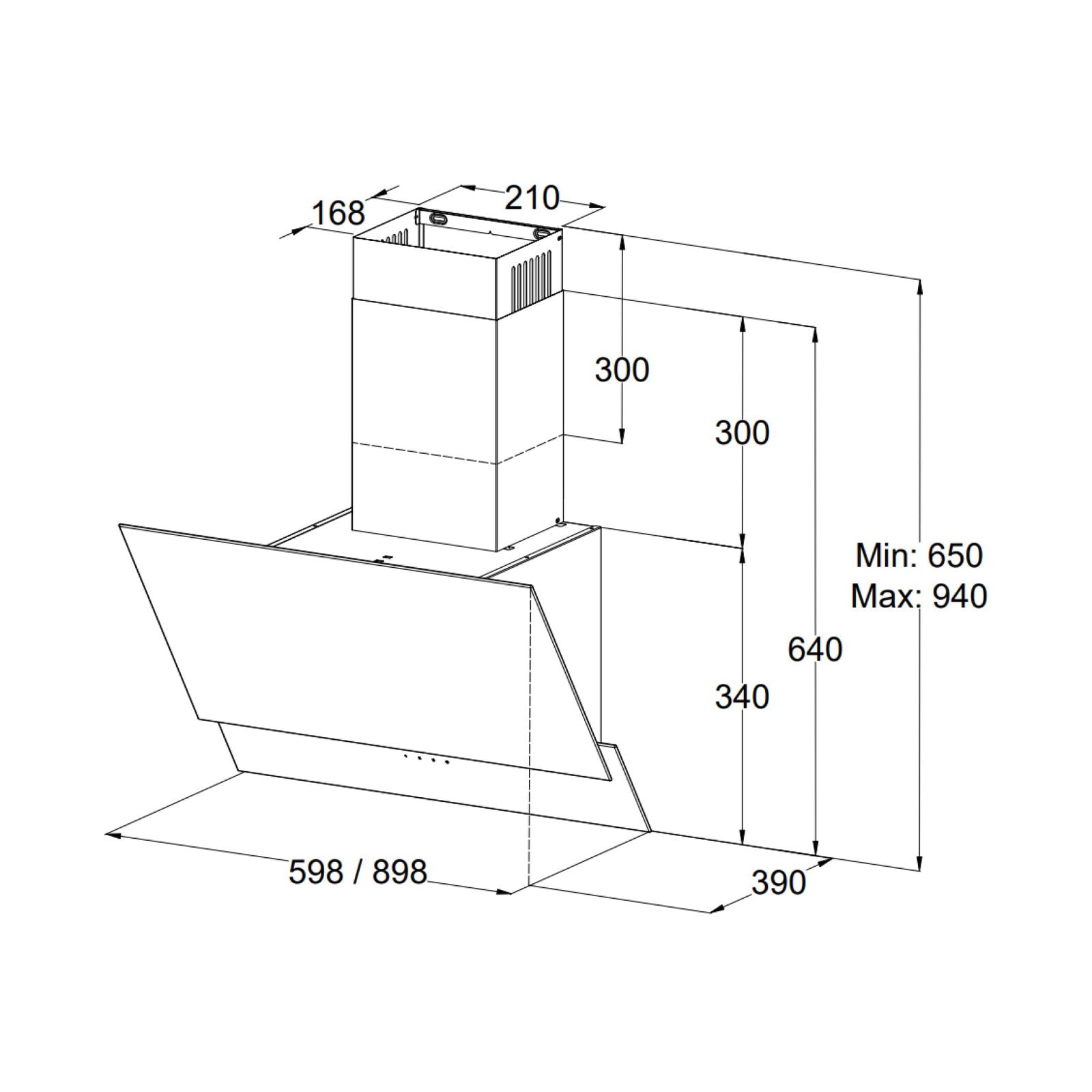 Hota decorativa Pyramis Copper Line Black Glass Matt, 1 motor, Touch control, 60cm, 423m³h - EpicHome