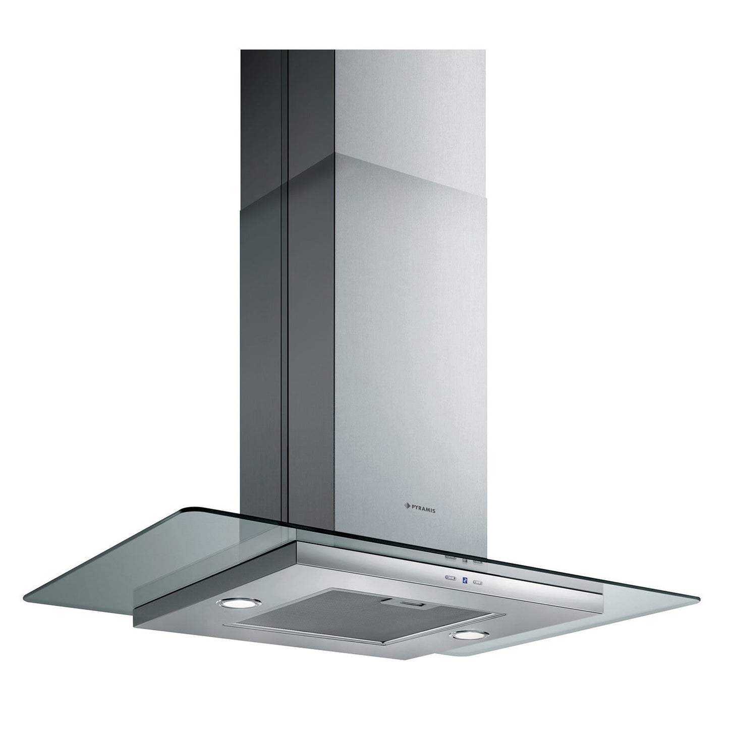 Hota insula Pyramis CIELO CIELING, 1 motor turbo, inox si sticla transparenta, 625m³h - EpicHome.ro