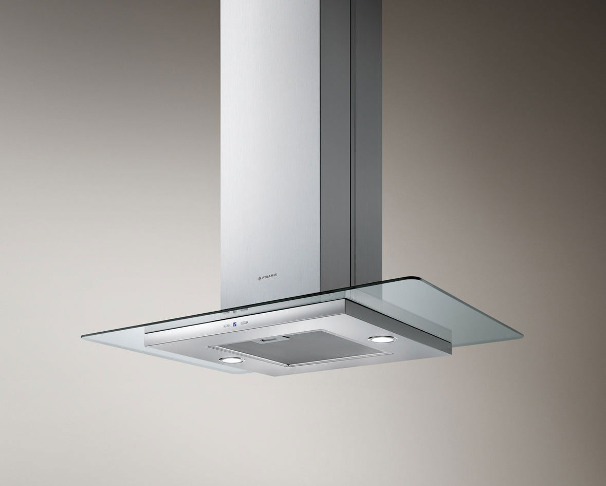Hota insula Pyramis CIELO CIELING, 1 motor turbo, inox si sticla transparenta, 625m³h - EpicHome.ro