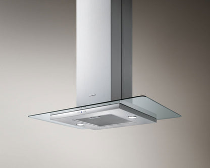 Hota insula Pyramis CIELO CIELING, 1 motor turbo, inox si sticla transparenta, 625m³h - EpicHome.ro