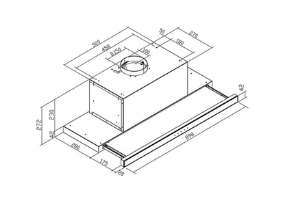 Hota itegrated Pyramis EMOTION Electronic Control, 1 motor Turbo, 703m³h, Inox, 90cm - EpicHome.ro