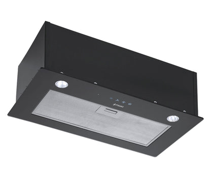 Hota total incorporabila Pyramis Full Black Glass, 1 motor, Timer, Touch control, 420m³h - EpicHome.ro