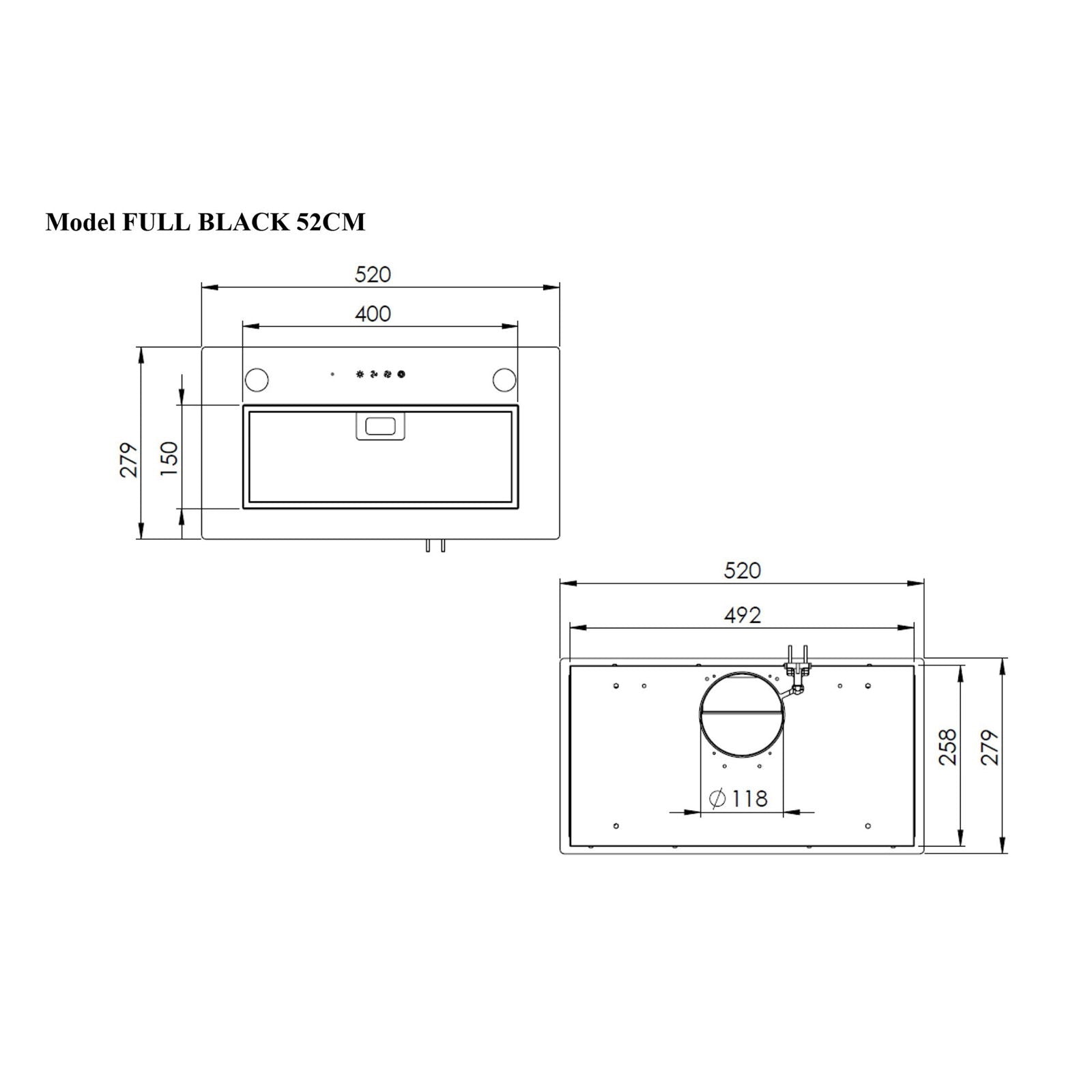 Hota total incorporabila Pyramis Full Black Glass, 1 motor, Timer, Touch control, 420m³h - EpicHome.ro