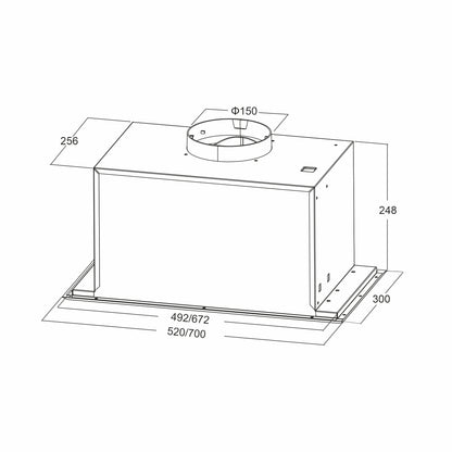 Hota total incorporabila Pyramis MD, 1 motor, putere de absorbtie maxima 618mc/h, 52cm, Touch control, finisaj inox