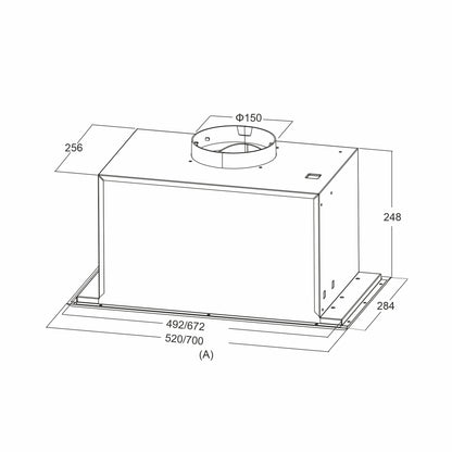 Hota total incorporabila Pyramis MD, 1 motor, putere de absorbtie maxima 618mc/h, 52cm, Touch control, finisaj inox