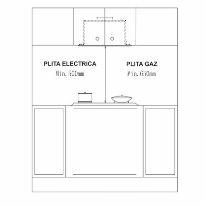 Hota total incorporabila Pyramis MD, 1 motor, putere de absorbtie maxima 618mc/h, 52cm, Touch control, finisaj inox