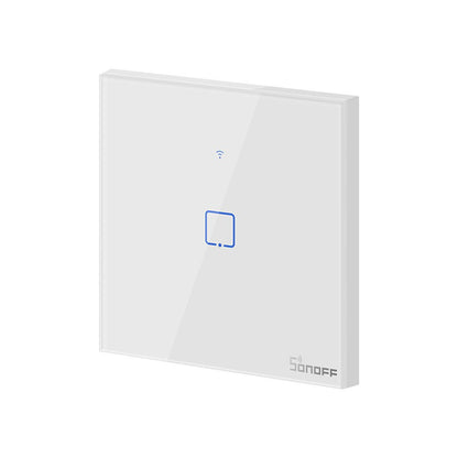 Intrerupator inteligent cu touch Sonoff T1 EU TX, Wireless + RF 433, 1 canal, compatibil iOS Android, Amazon Alexa Google Assistant, sticla, Alb - EpicHome