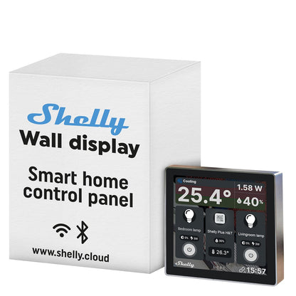 Intrerupator smart cu touchscreen Shelly Wall Display, Wi-Fi, Alb sau Negru, Bluetooth - EpicHome.ro
