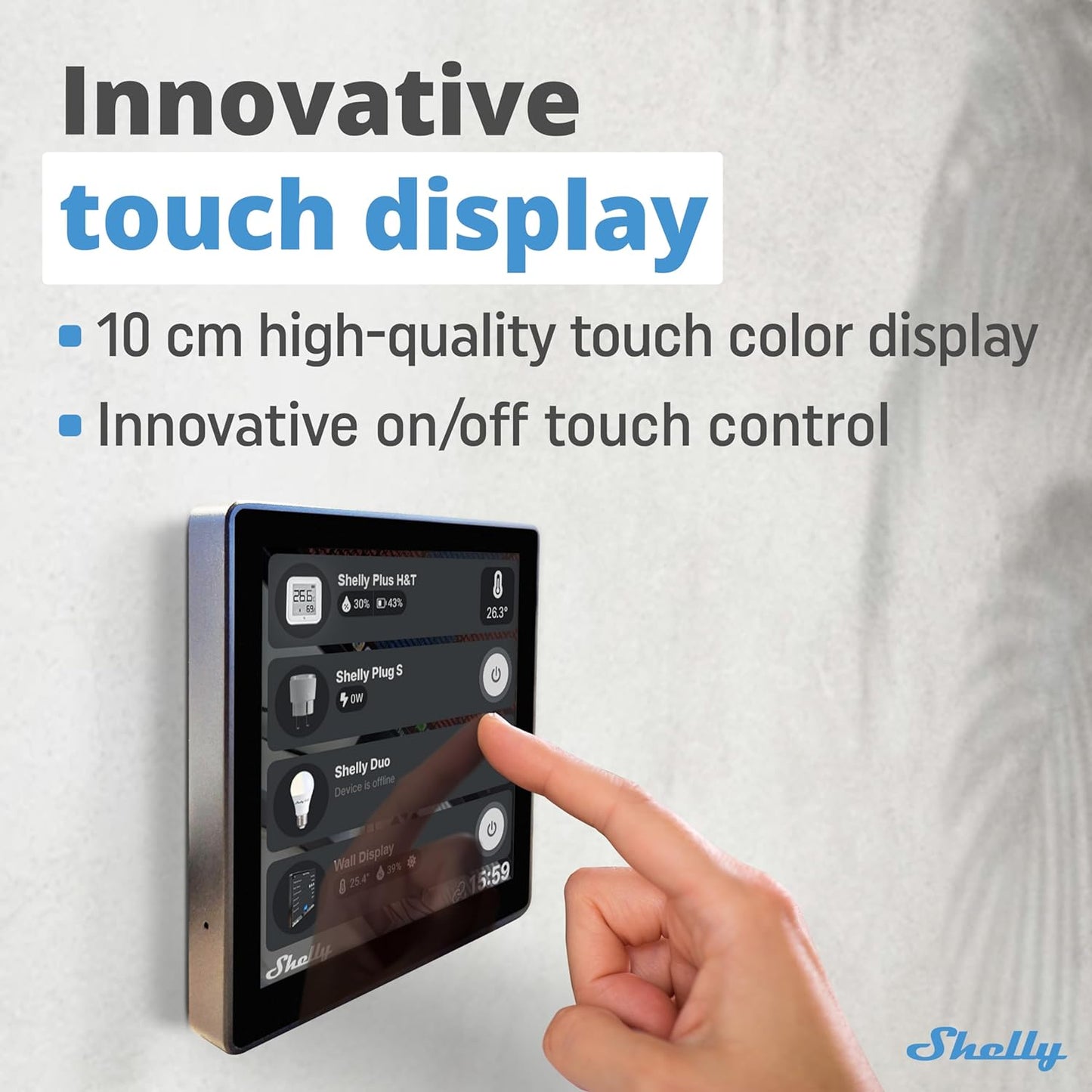 Intrerupator smart cu touchscreen Shelly Wall Display, Wi-Fi, Alb sau Negru, Bluetooth - EpicHome.ro