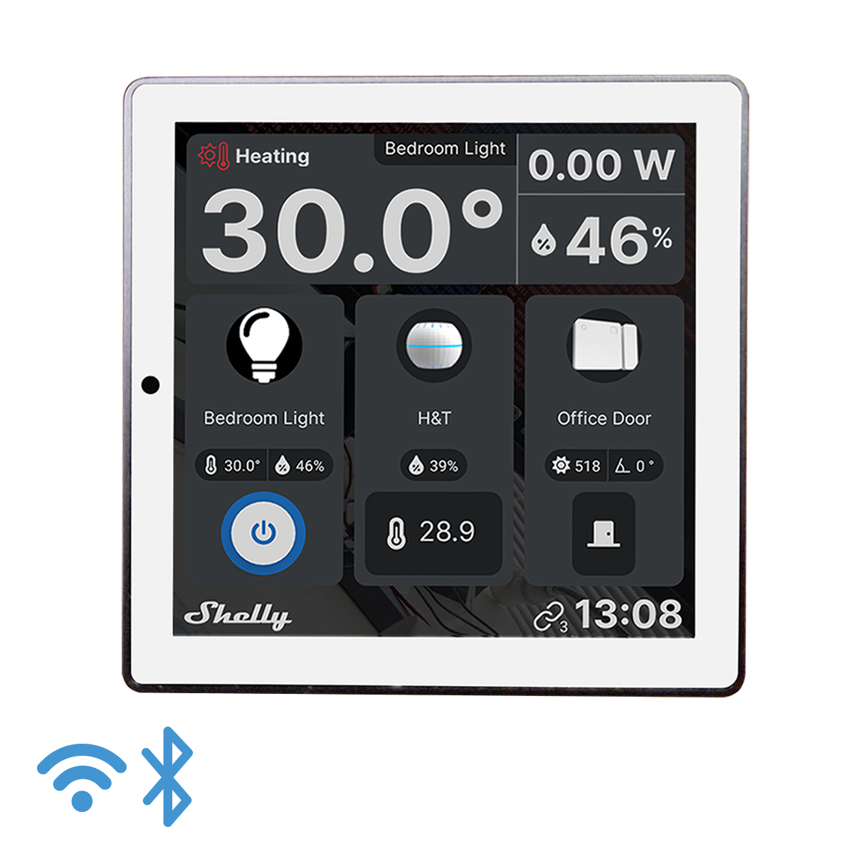 Intrerupator smart cu touchscreen Shelly Wall Display, Wi-Fi, Alb sau Negru, Bluetooth - EpicHome.ro