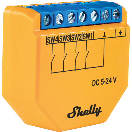 Modul Wi-fi Pentru Activarea Scenelor Shelly Plus I4 - DC, 4 Canale, Compatibil Cu Amazon Alexa Si Google Assistant - EpicHome