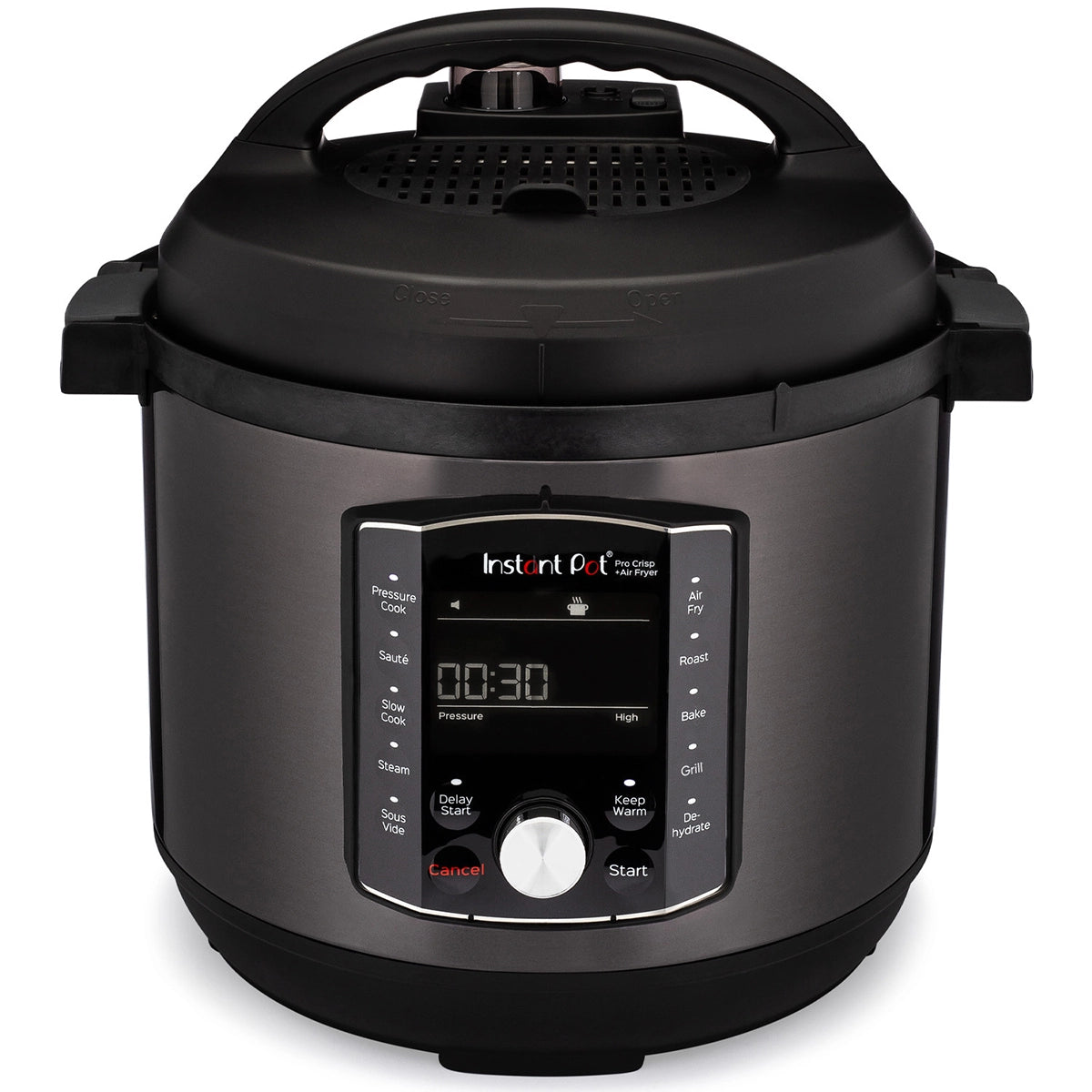 Multicooker si friteuza cu aer cald, 2 in 1, Instant Pot Pro Crisp 8, 1500W, 11 programe presetate, Capacitate 7.6 litri, Vas interior din inox, Negru - EpicHome