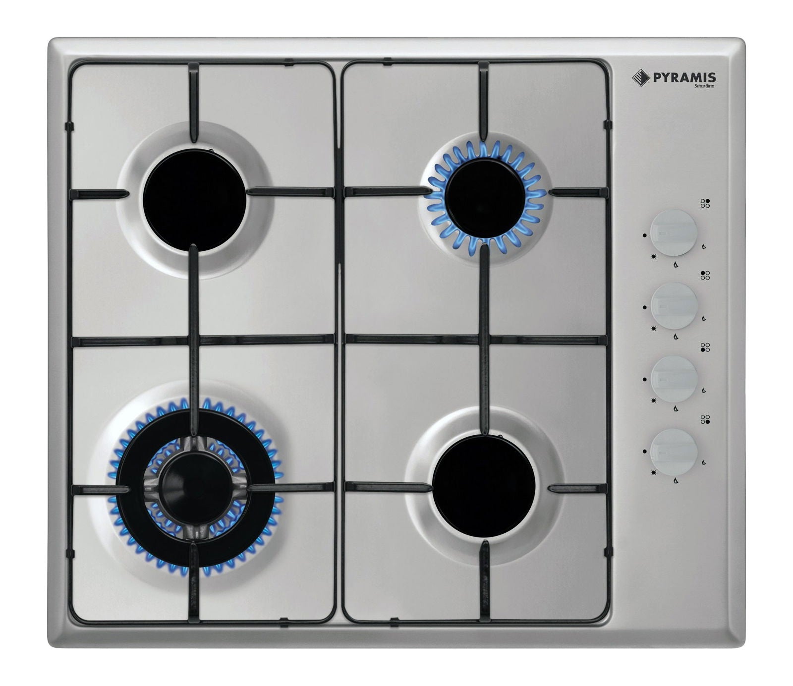 Plita gaz Pyramis Smartline SH 740, Inox, Wok, Gratare emailate, 59x52 cm - EpicHome.ro