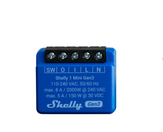 Releu smart Shelly Plus 1 Mini GEN3, 1 canal, 8A, contact uscat (dry contact) - EpicHome.ro