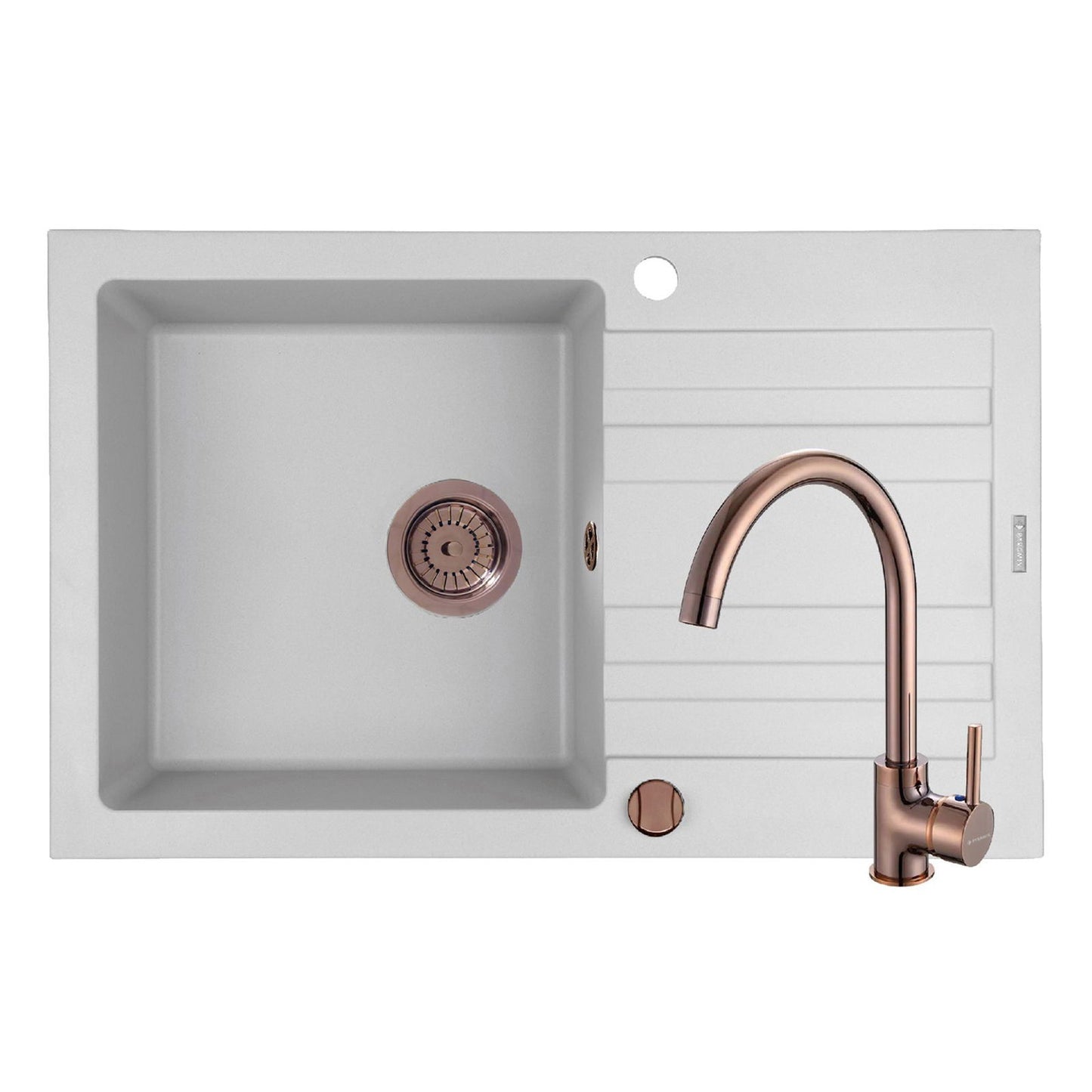 Set chiuveta granit Pyramis NAXOS 79x50cm si baterie ECO BELLO Copper - EpicHome