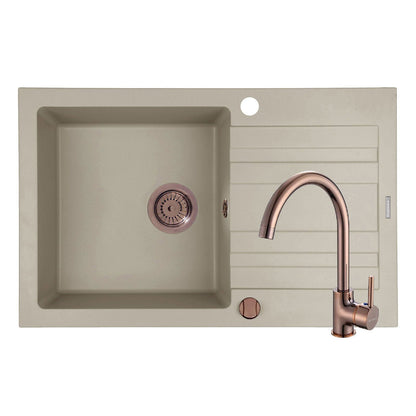 Set chiuveta granit Pyramis NAXOS 79x50cm si baterie ECO BELLO Copper - EpicHome