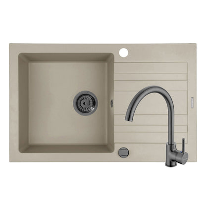 Set chiuveta granit Pyramis NAXOS 79x50cm si baterie ECO BELLO Gun Metal - EpicHome